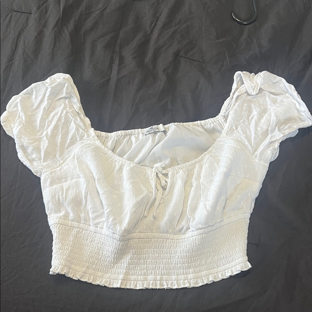 Hollister White Puff Sleeve Crop Top